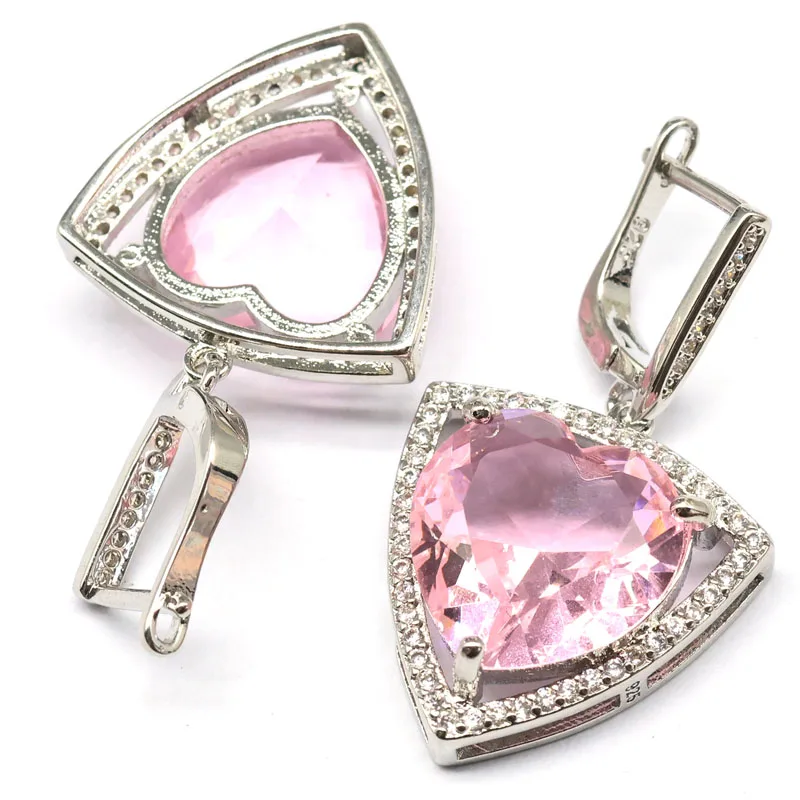 40x22mm Highly Recommend Color Changing Alexandrite Topaz Zultanite Pink Kunzite White CZ Jewelry For Woman's Silver Earrings