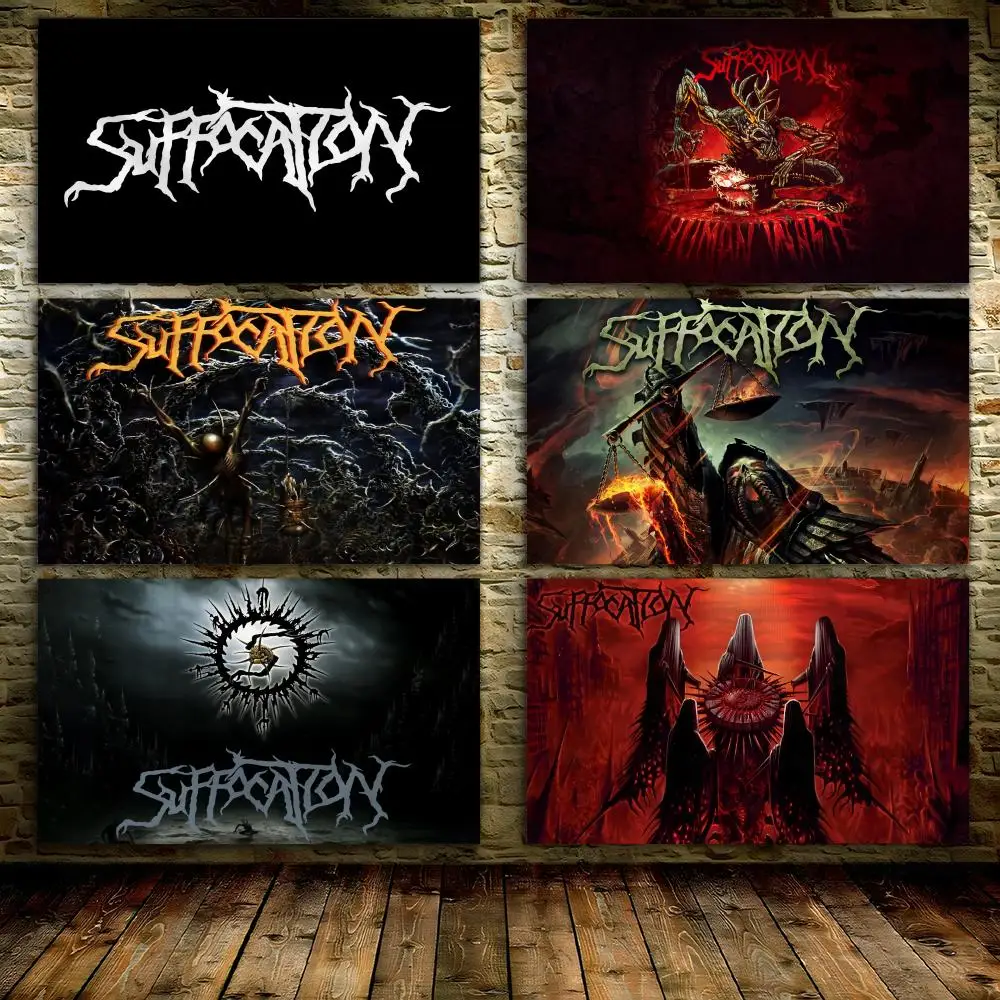 S-SUFFOCATIONS Heavy Metal Band Flags  Custom Banner For Garage Door Room Decor Wall Out Decoration With Metal Buckle