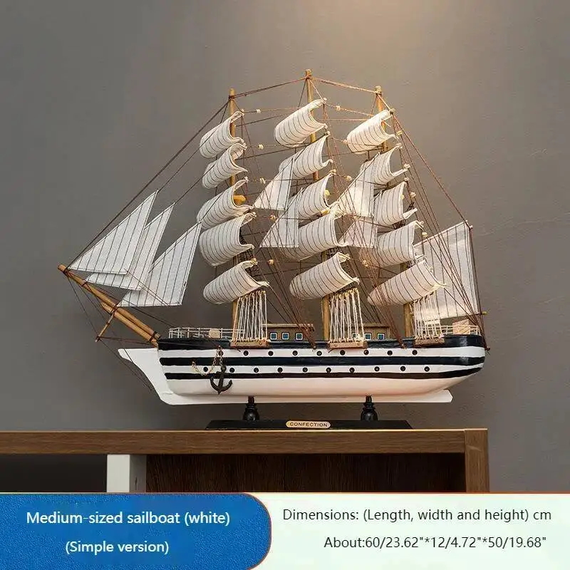 Smooth Sailing Sailboat Decoration Finished Model, Handcrafted Simulation Of Wooden Crafts, Nordic Style Minimalist Decoration