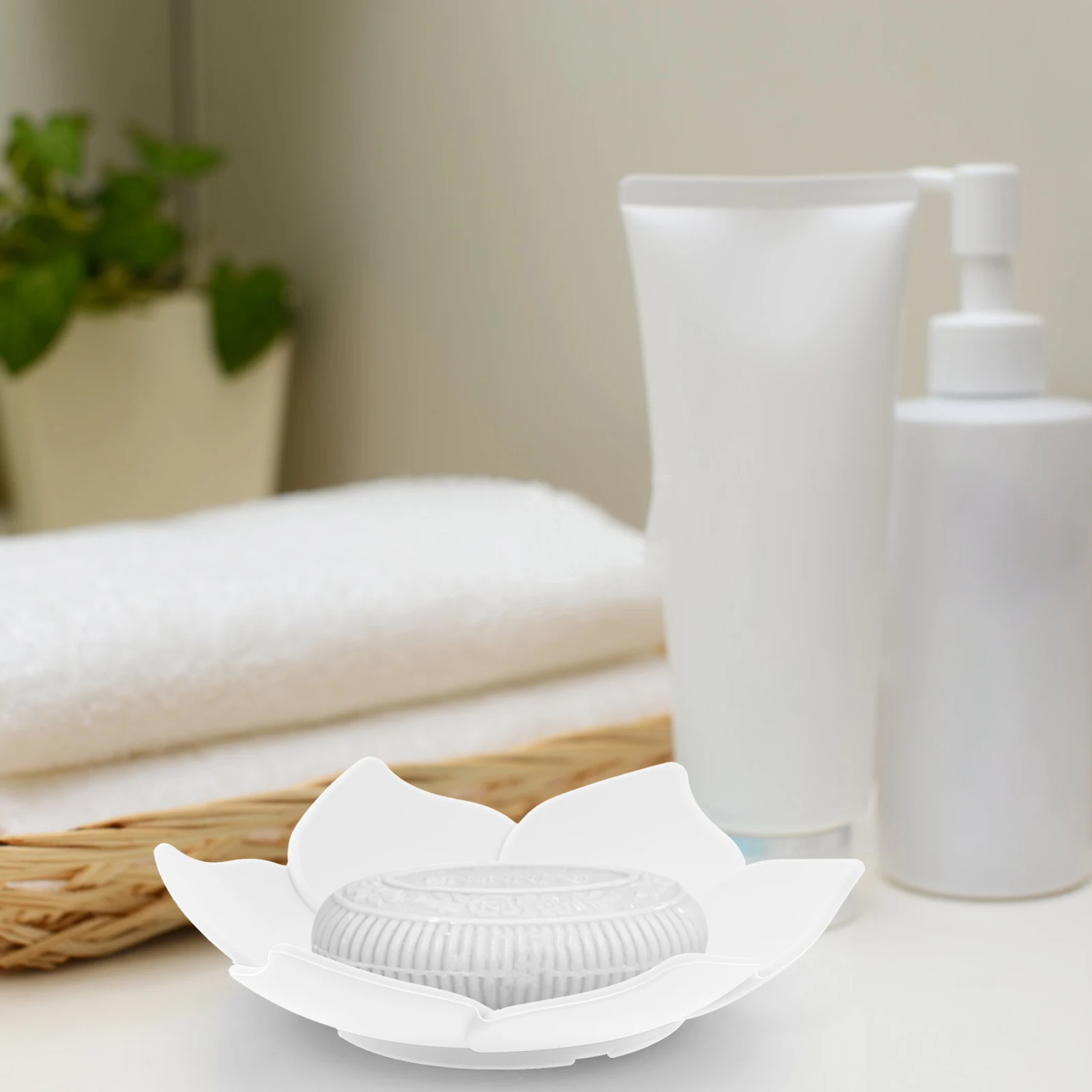 

2Pcs Silicone Soap Dish Holders Flower Shape Storage Tray Case Self-draining Bathroom Kitchen Travel Soap Rack