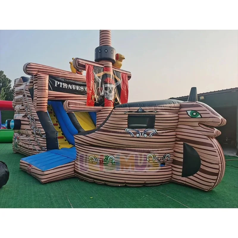 Pirate Ship Themed Inflatable Bounce House Combo With Slide Commercial Pirate Inflatable Jumping Castle for Kids Party Rental