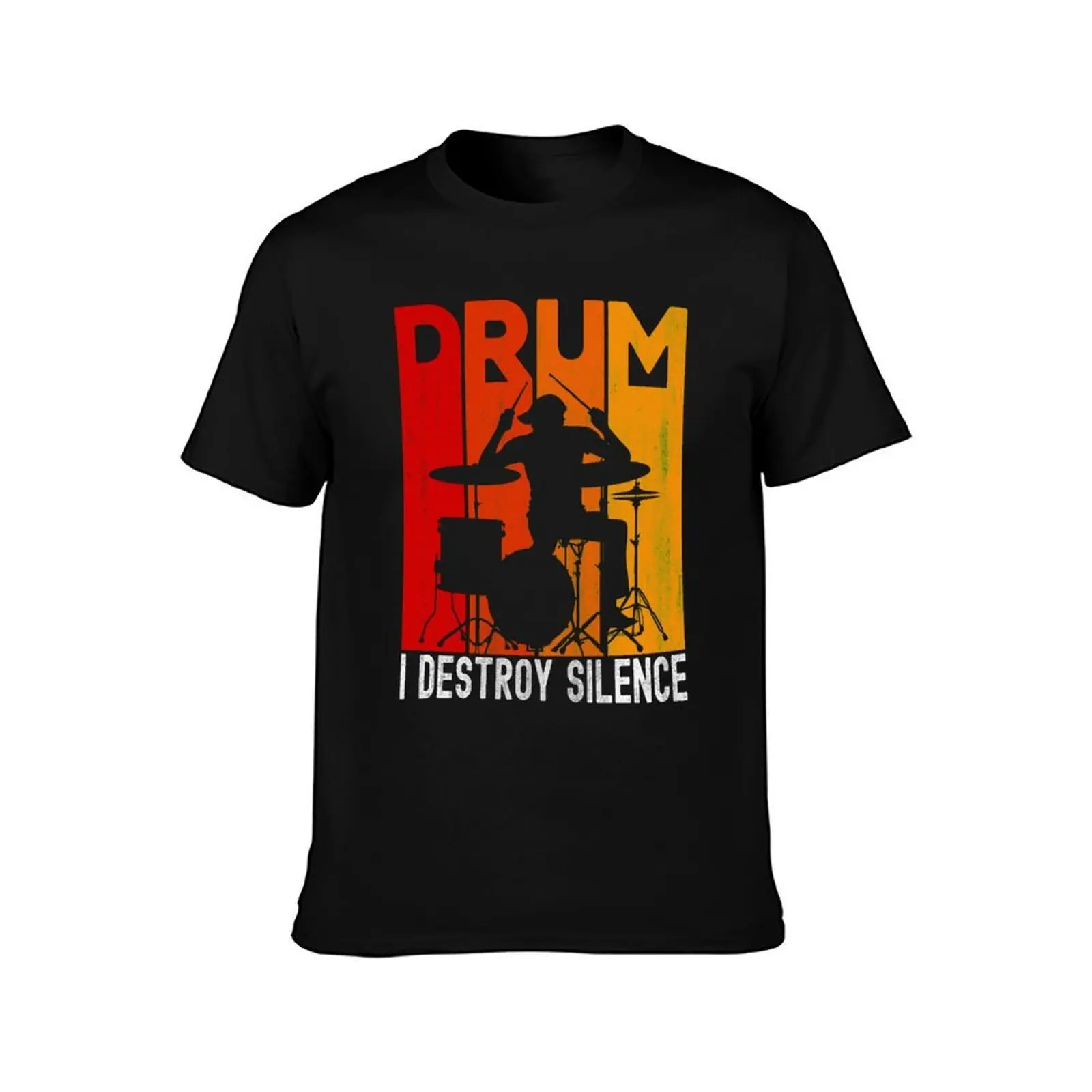 I DESTROY SILENCE TSHIRT, FUNNY DRUMMER T-Shirt, Summer Casual Cotton Tee, Oversized Streetwear Tops, Vintage Graphic Print