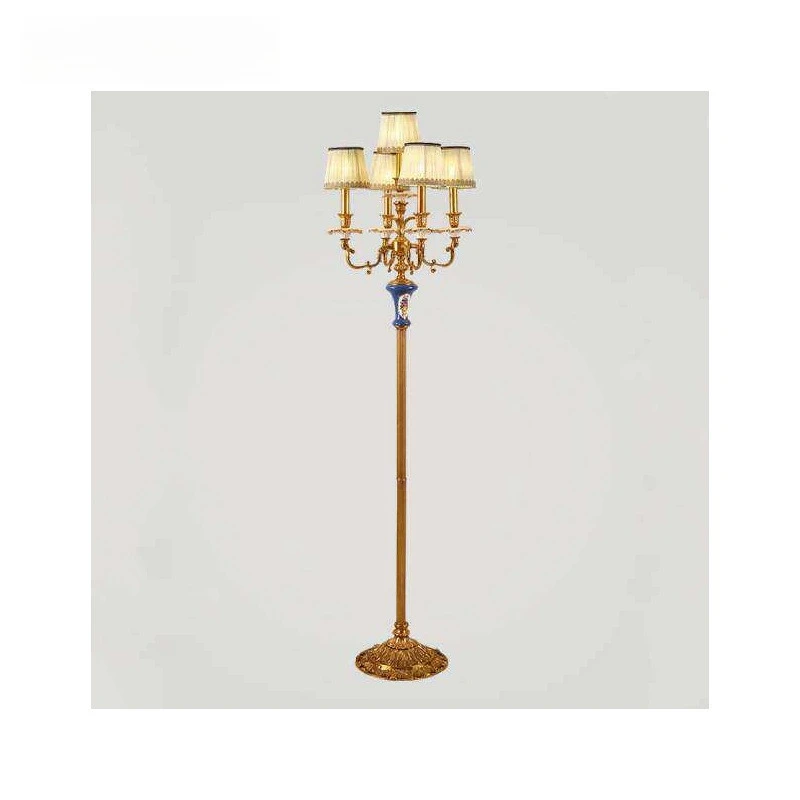 French all-copper retro floor lamp, European ceramic living room, bedroom, restaurant, hotel luxury and simplicity