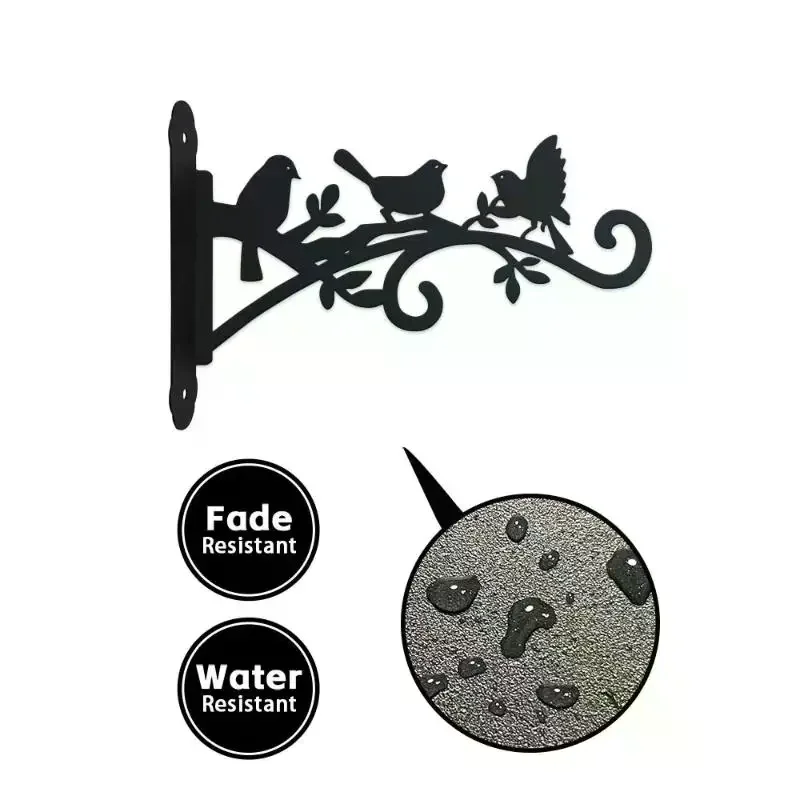 1/2pcsMetal Wall-Mounted Plant Hanger With Bird & Leaf Design - Heavy-Duty, Easy-to-Install Hook For Outdoor Flower Baskets