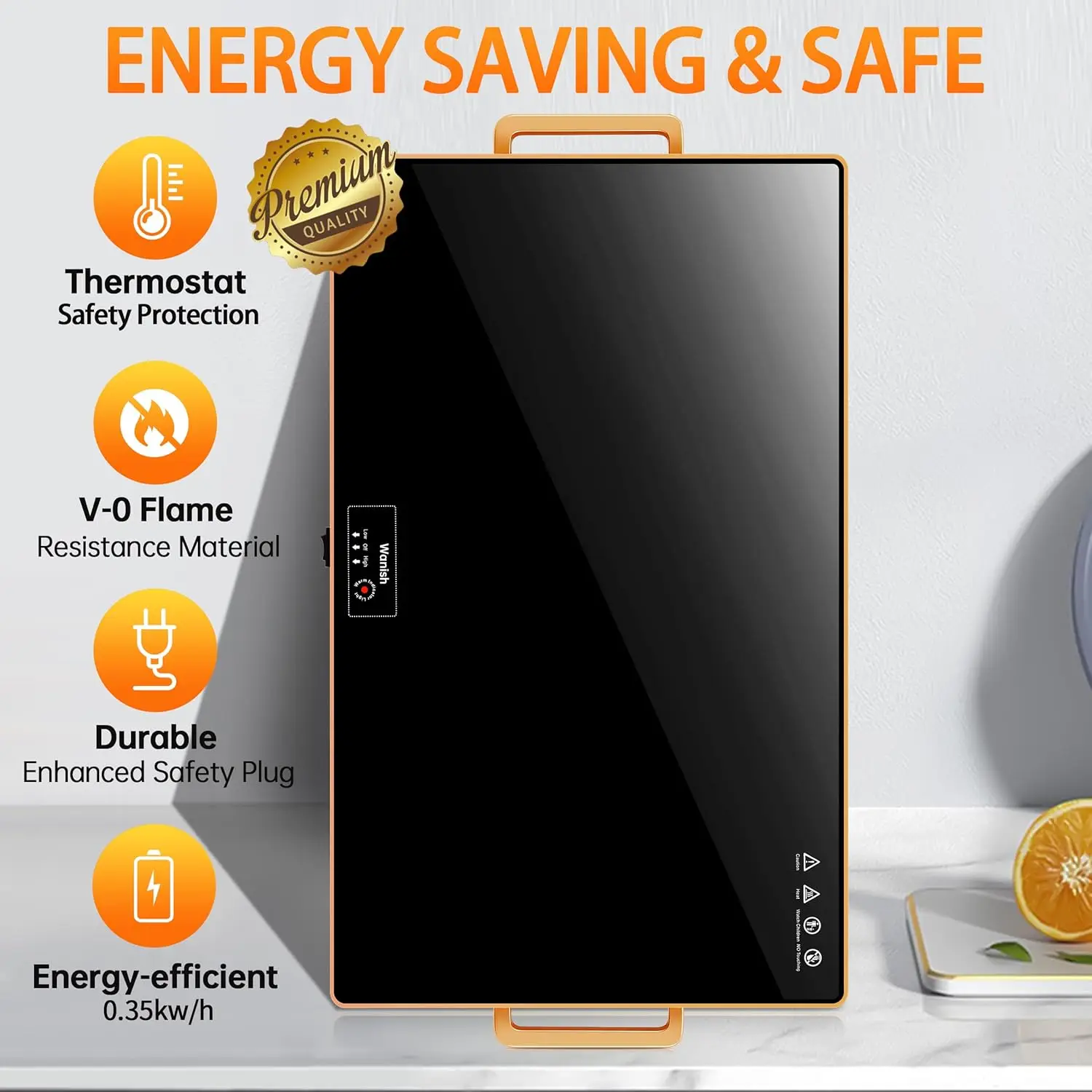 サーモスタットと全表面加熱を備えた食品加温トレイ、2つの温度モードを備えたマット、xxl 32x18"