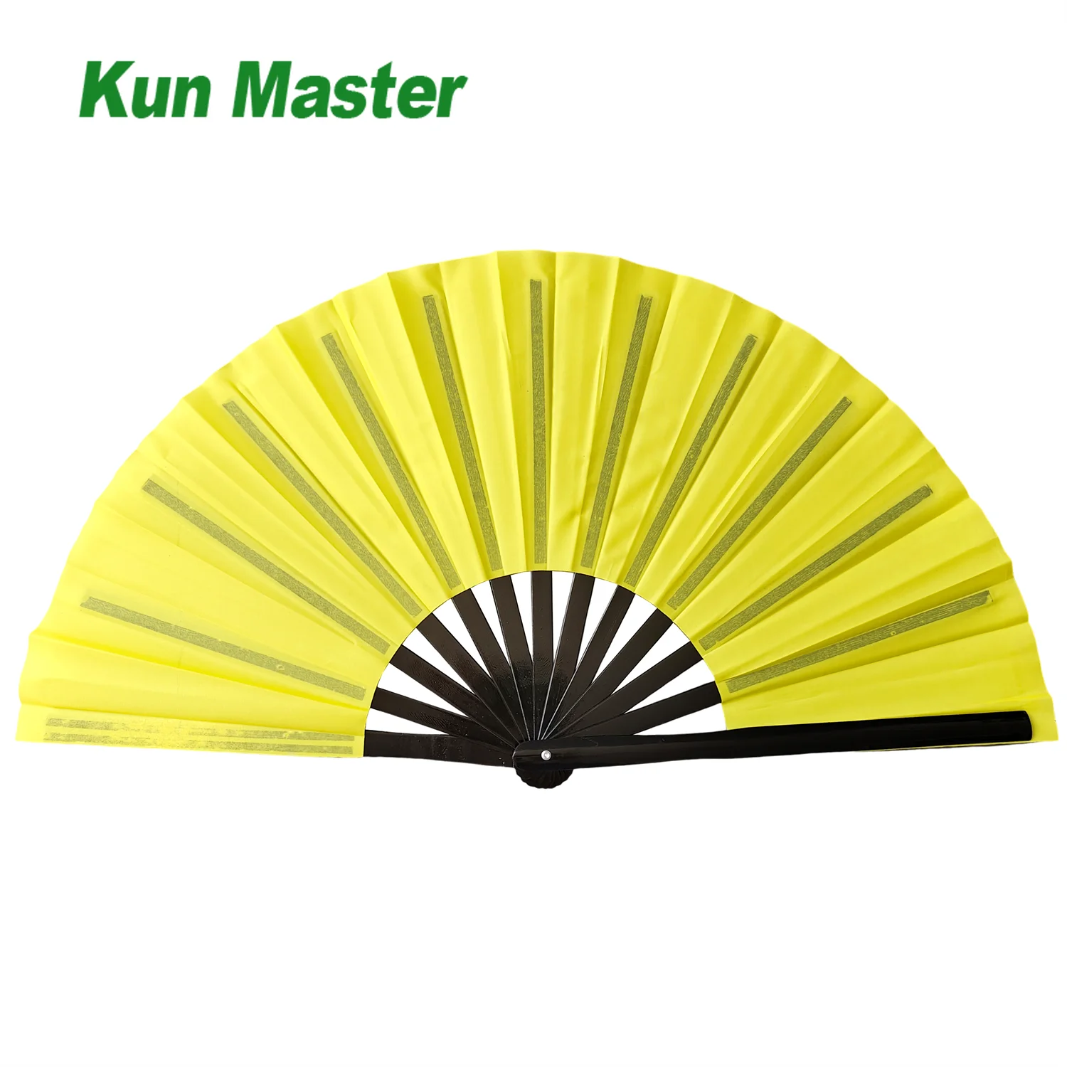 Folding Hand Fan Chinese Kung Fu Tai Chi Fan Nylon-Cloth Bamboo Fans For Performance Dance  Festival Gift Yellow