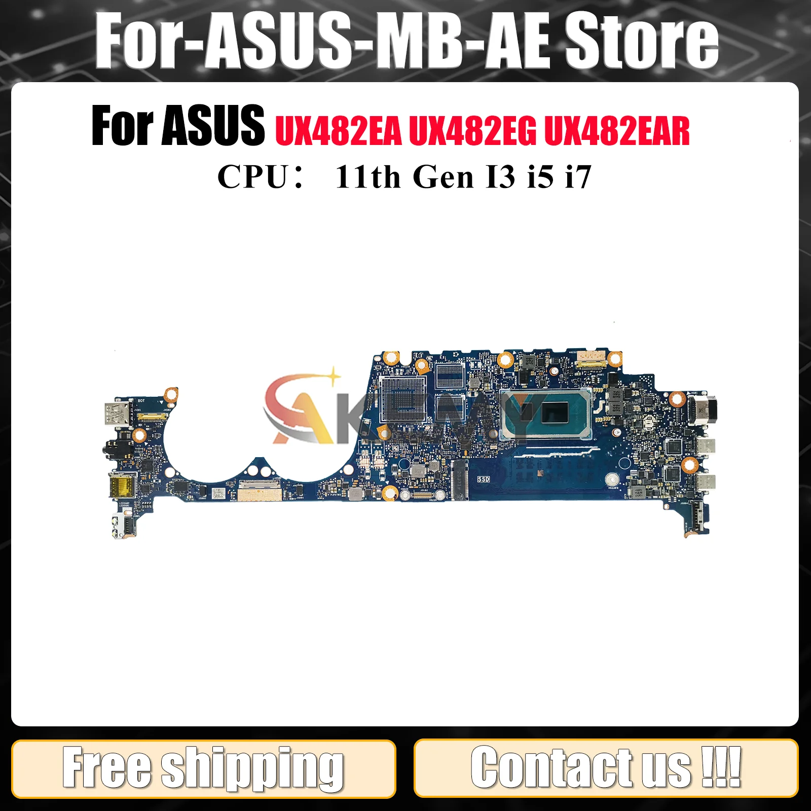 UX482EA Laptop Motherboard For ASUS UX482EAR UX482EG BX482E UX482E UX4100E BE482E UX482EA UX482EGR Mainboard 11th Gen I3 I5 I7 U