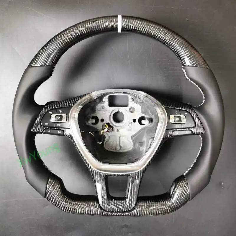 100% Real Carbon Fiber Steering Wheel With Leather For VW Volkswagen Golf 7 MK7