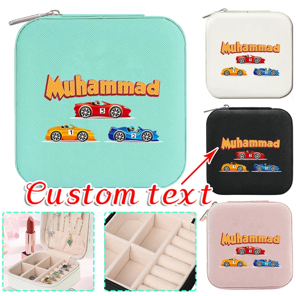 

Personalized Customization Name Portable Jewelry Box High Quality Zipper Earring Jewelry Box Large Capacity Travel Storage Box