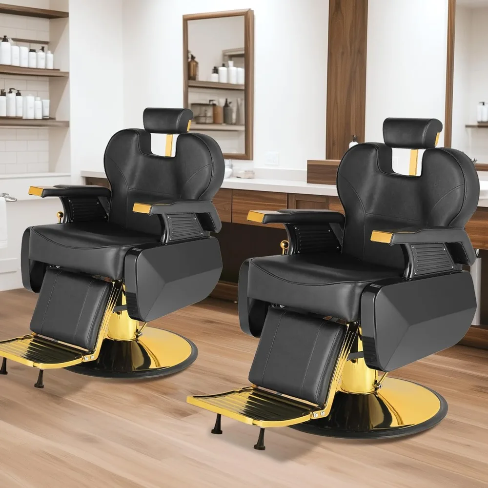 

Barber Salon Hair Chair, Hydraulic Rolling 360° Swivel Barber Reclining Chairs for Barbershop, Heavy Duty Hairdresser Chair
