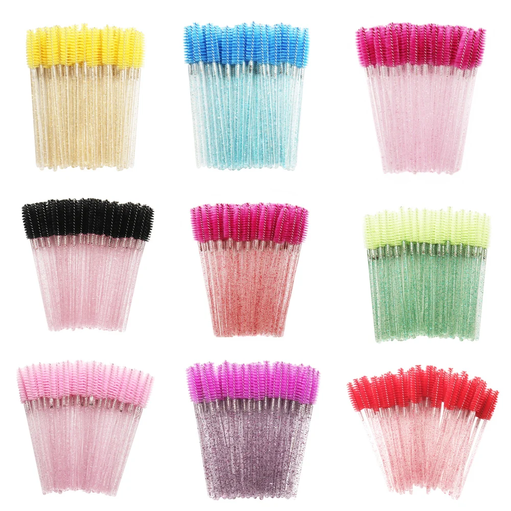 100Pcs Eyelash Extension Disposable Eyebrow brush Mascara Mini Crystal Eye Lashes Brush Cosmetic Brushes Set makeup tools