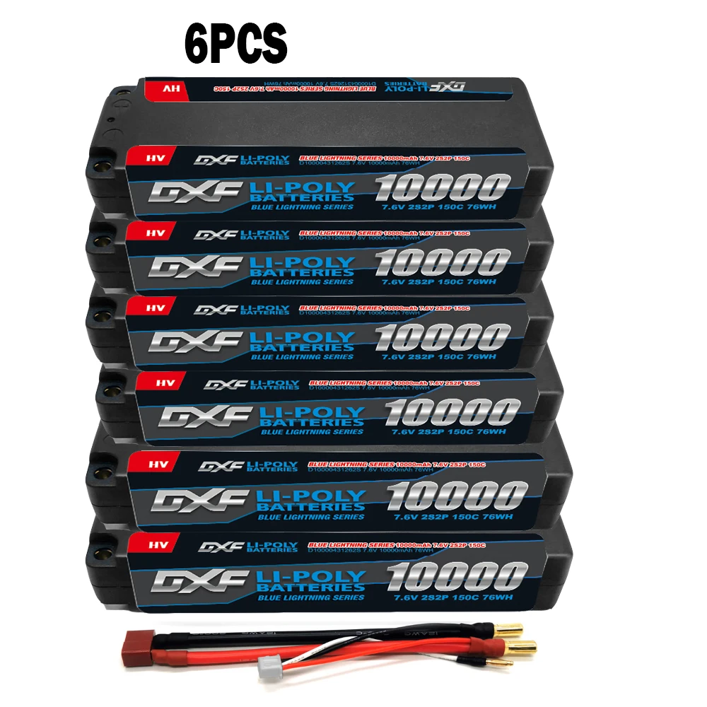 DXF 2S Lipo Batterij 10000mAh 7.6V 150C 5mm T Plug Hardcase Voor 1/10 Buggy Truggy Offroad boot Auto Boot Vrachtwagen RACING Helikopter - afbeelding 1
