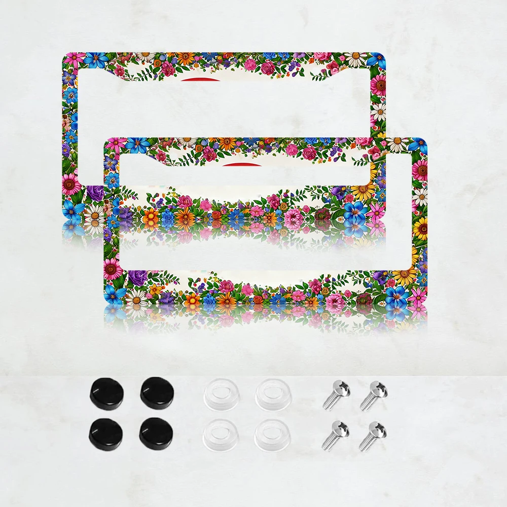 

Набор из 2-х рамок для номерных знаков в стиле бохо с радужным дизайном, милые алюминиевые рамки для номерных знаков - стандартный размер США 6 x 12 дюймов, декоративные автомобильные аксессуары
