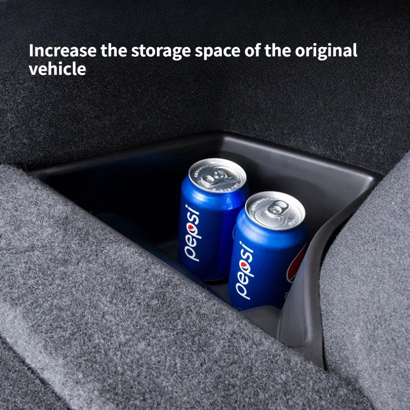 For Tesla Model 3 Highland 2024 Rear Trunk Left Side Storage Box with Cover Tail Boot Organizer Partition Decoration Accessories