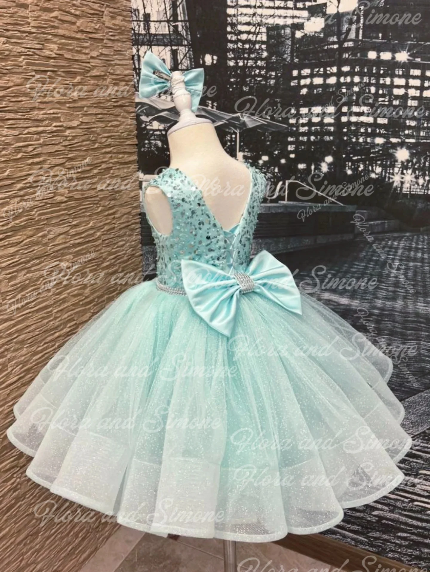 Vestido de chiffon personalizado com lantejoulas e lantejoulas para meninas, vestido de aniversário, performance de dança, festas, celebrações de feriados