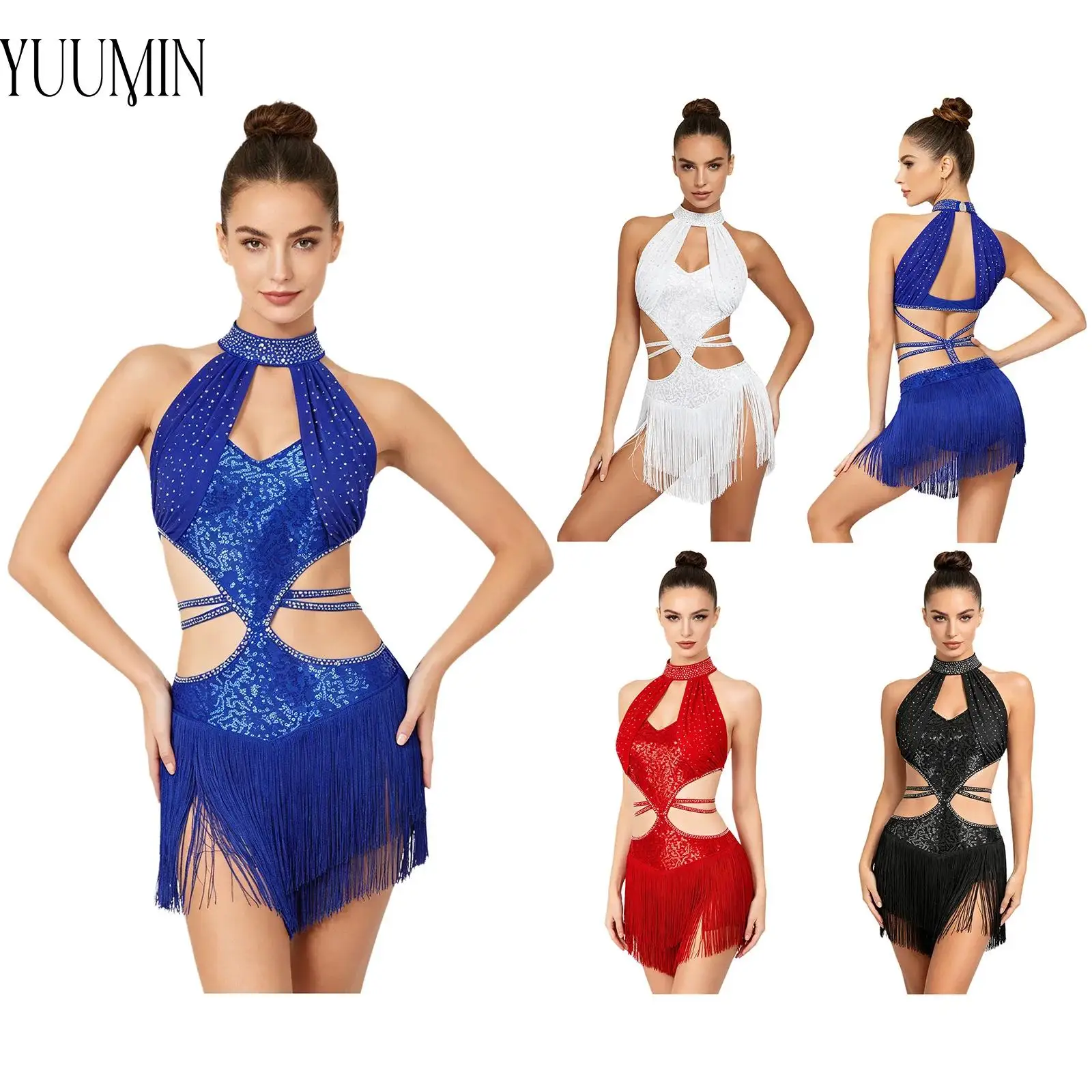 women's-shiny-latin-dance-dress-keyhole-back-fringe-tassel-salsa-tango-ballroom-performance-competition-costume