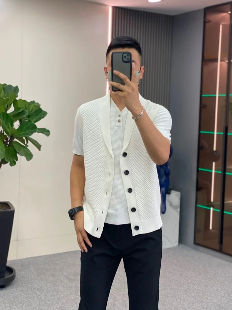 

Мужской вязаный жилет 3697, осенняя новинка, модный, стильный, облегающий, удобный, универсальный, молодежный, весна 2024