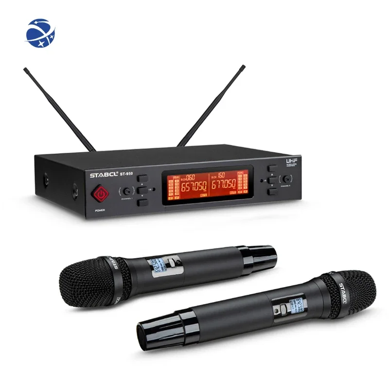 

ST-950 Wireless Metal Microphone Professional UHF 2 Channel Handheld Wireless Microphone For KTV Karaoke Stage