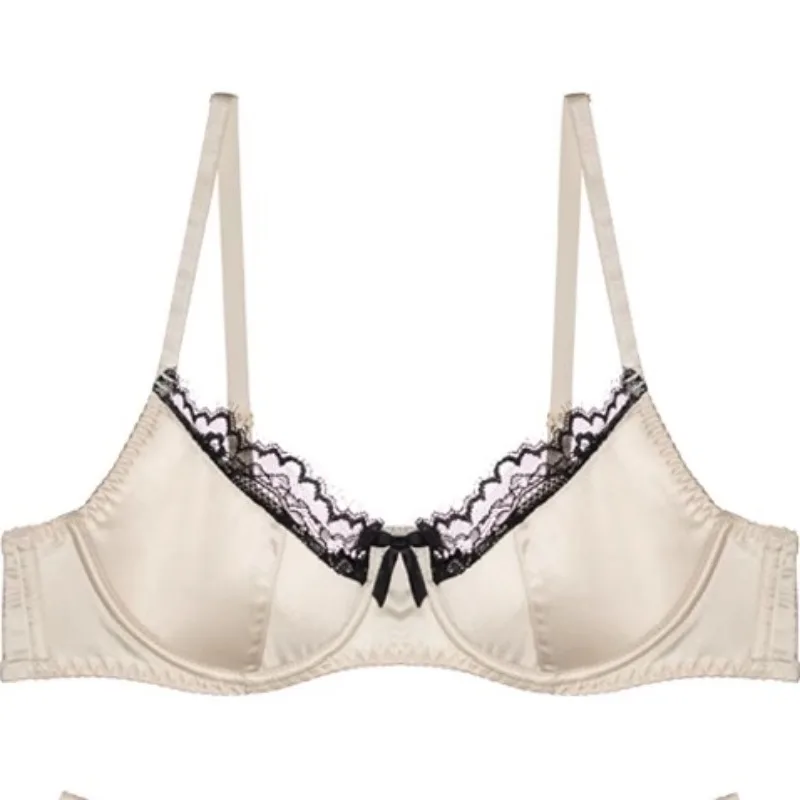 

kuclut Zodiac Red Satin Bra, Cute Dopamine Lingerie Set for Small Chest, Push Up Gathers Anti Sagging, Sweet Sensual Bralette AB