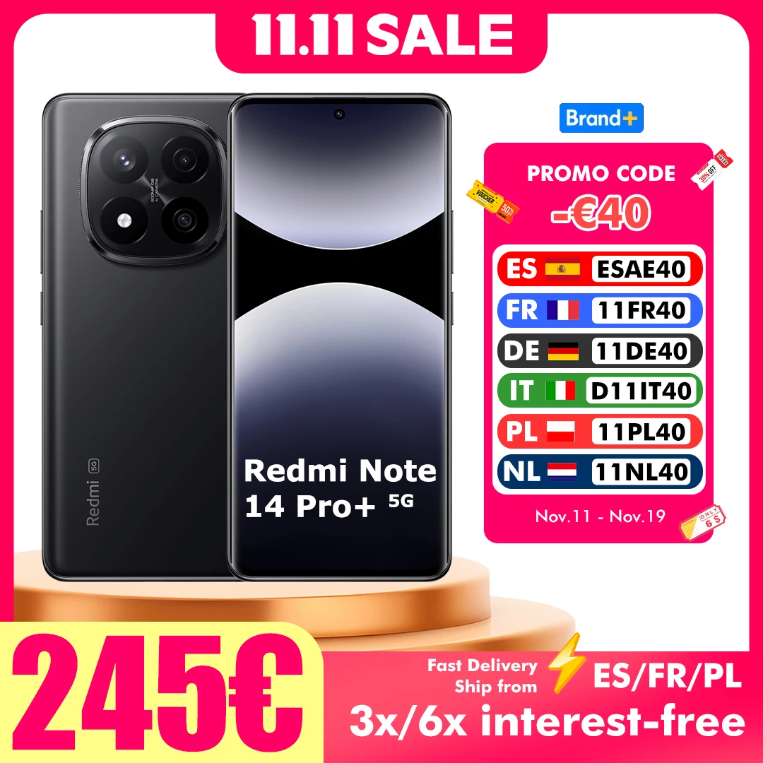 Xiaomi Redmi Note 14 Pro Plus 5G NFC, SnapdragonIsabel 7s-cran AMOLED 3,6 K, appareil photo 200MP, L?adaptateur n?est pas inclus