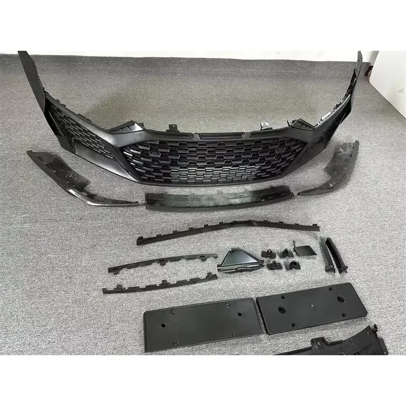 PP Plastic 2017-2019 2023 Front Bumper Black Polished Finish Right Side Full Set Perfect Fit Glue