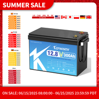 KEPWORTH 12V 300Ah LiFePO4 Battery, Built-in 200A BMS 3840Wh Energy Deep Cycles, Perfect for Off-Grid, Motorhome, Solar System