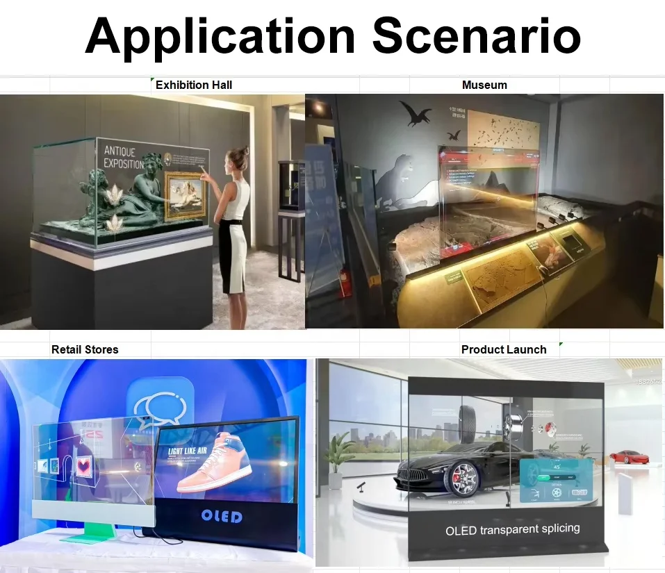 Layar Transparan 30-Inci FHD Organic Light Emitting Diode Desktop Ultra-tipis Pemutar Iklan Transparan Sentuh All-in-One
