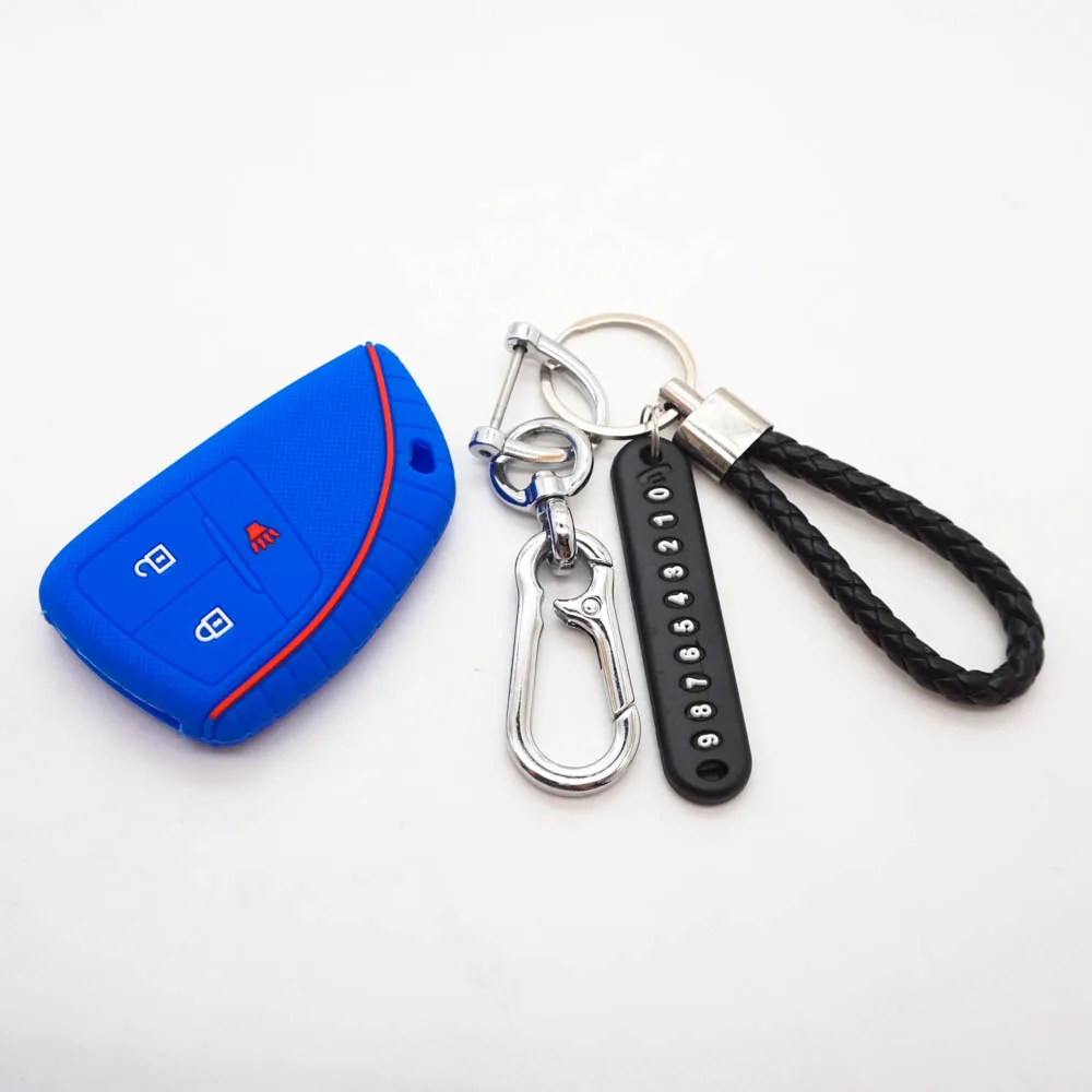 

Xinyuexin Silicone Car Key Case Cover for Buick Envision Avenir and Chevy Suburban 3buttons Remote Smart Keys Skin Keychain Fob