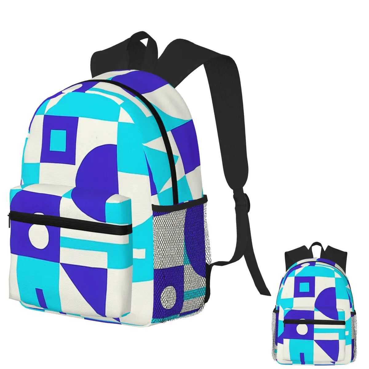 

Neon Rhythm Cyan & Violet Bauhaus Composition Student Backpack School Bag Daypack for Men Women Fashion Bookbag Shoulder Bags