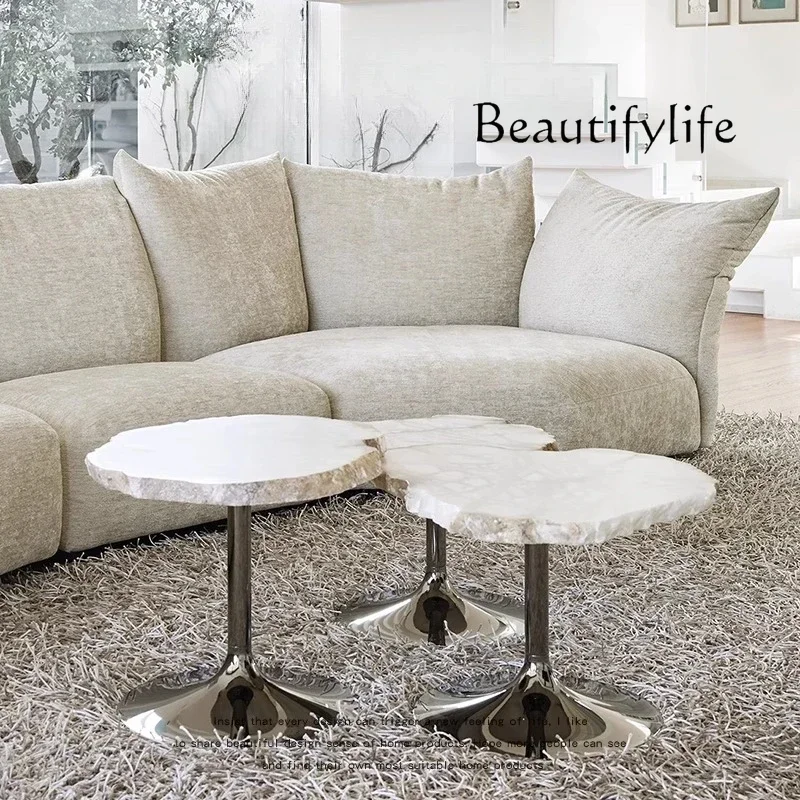New Modern light luxury designer snowflake stone coffee table special-shaped irregular marble combination tea table