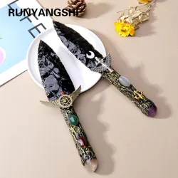 1PC Natural Crystal Obsidian Dagger Original Stone Model Knife Polishing Unbladed Knife Model Crystal Crafts