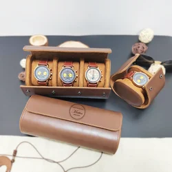 Custom Travel Watch Case Roll Organizer for Men Gifts Leather Watch Display Case Engraved Watch Storage Holder for Collection