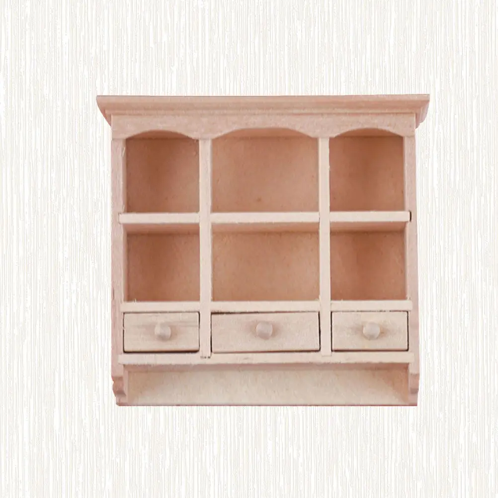 

Simulated Wall-Mounted Cabinet Wooden Ornaments Miniature Furniture Layout Props for DIY Painting Supplies Solid Color No Odor