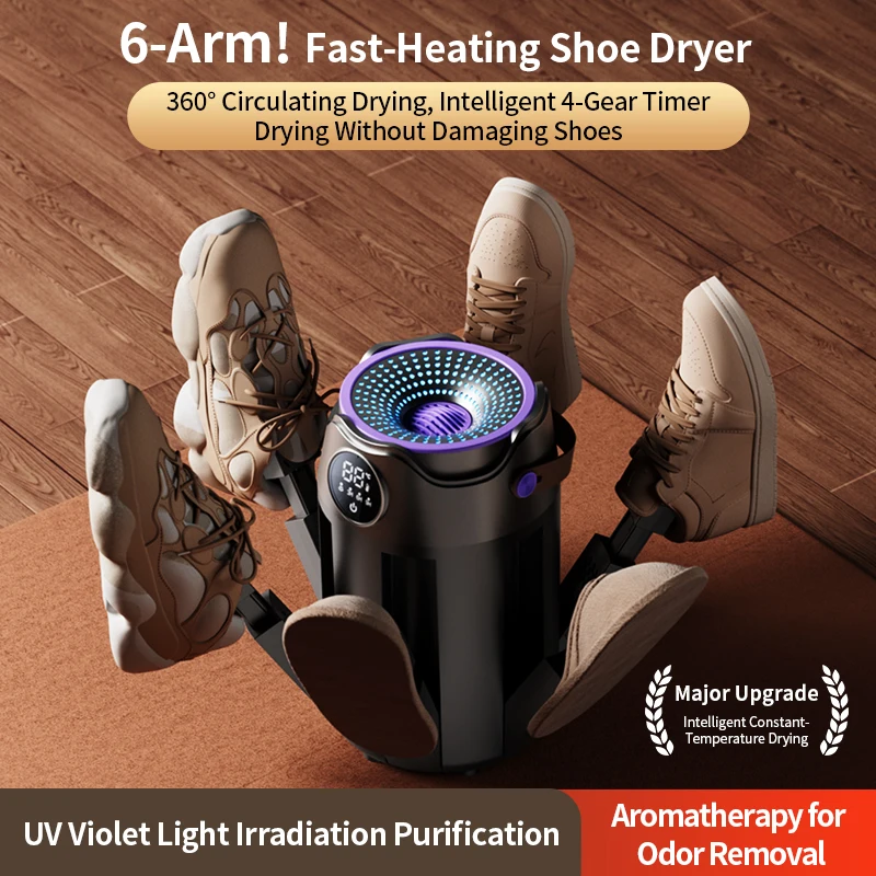 

Intelligent Timer Shoe Dryer Household Portable Folding Six Arms Shoe Dryer Quick Drying Deodorizing Sterilizing Shoe Dryer