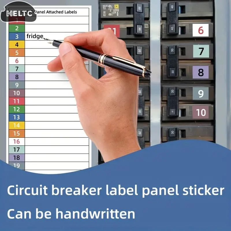 Sticker Set With Circuit Breaker Labels - Handwritten Stickers For Electrical Panels, Boxes, And Shielding Covers