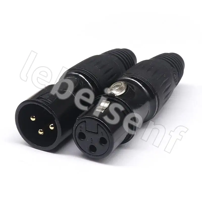 20pcs XLR 3Pin Male/Female Microphone Audio Cable Plug Connector Cannon MIC Cable Terminal Black Silver Microphone Plug