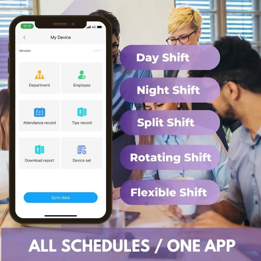 ساعة زمنية للشركات الصغيرة مع التحكم في التطبيق، وجه/بصمة/بطاقة، تخزين البيانات المحلية، آلة بطاقة الوقت بدون رسوم شهرية، جديد #3