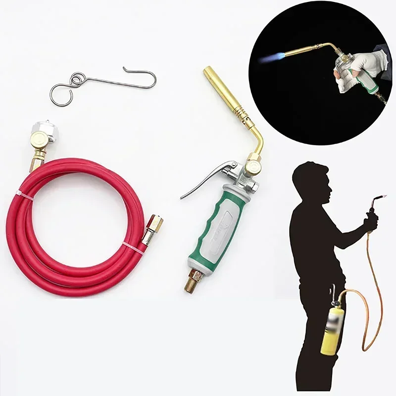 High Temperature Welding Torches Dual Switch Propane Butane Gas Welding Gun With 1.6m/5.3ft Control Valve Self-closing Air Hose