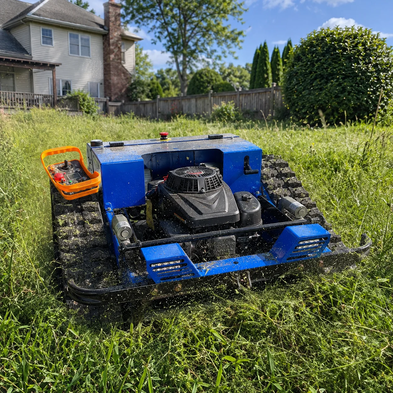 Heavy Duty Remote Control Tracked Lawn Mower, Custom Smart Crawler Grass Cutter for Slopes, Orchard, Farm and Rough Terrain