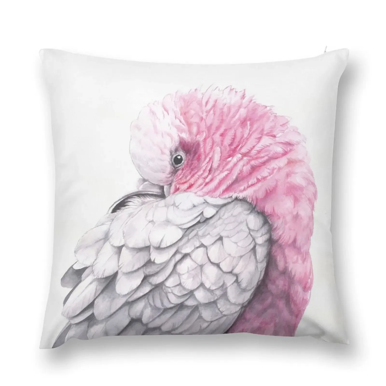 Galah - pink bird - Australian native bird design - by Nadya Neklioudova Throw Pillow Marble Cushion Cover Throw Pillow pillow