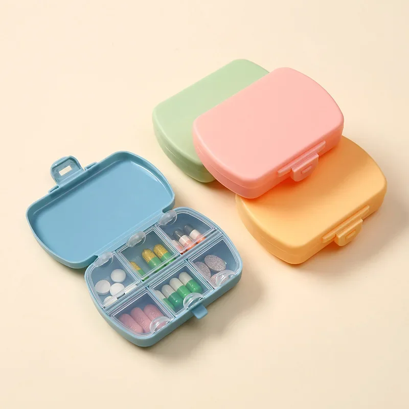 1PC 6 Compartment Pill Box, Moisture Proof Pill Case, Travel Pill Organizer for Pocket Purse, Daily Portable Vitamin Box