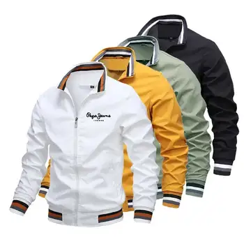 New Spring and Autumn Men's Stand Collar Casual Zipper Jacket Outdoor Sports Coat Windbreaker Jacket for Men Waterproof Bomber 6