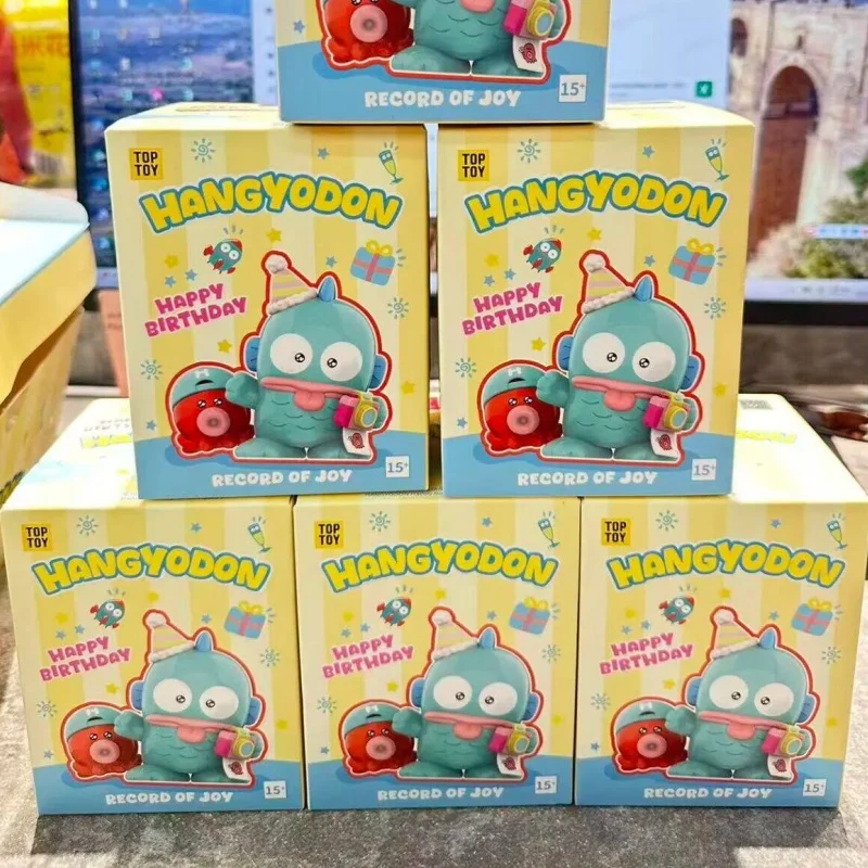

Original Sanrio Characters Hangyodon Happy Birthday Series Trendy Toy Blind Box Ornaments Cartoon Cute Children Gifts
