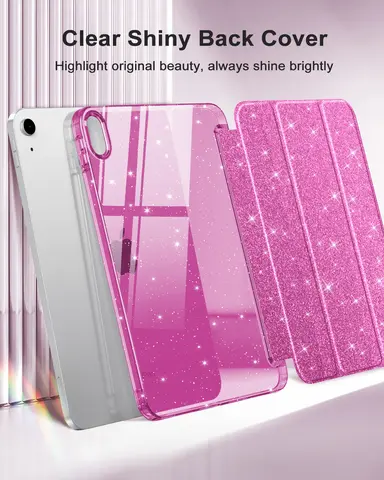 Sparkly Case for iPad (A16) 11th Generation 2025 Slim Stand Glitter Cover with Shiny Clear TPU Back Shell for iPad 11/10.9 inch