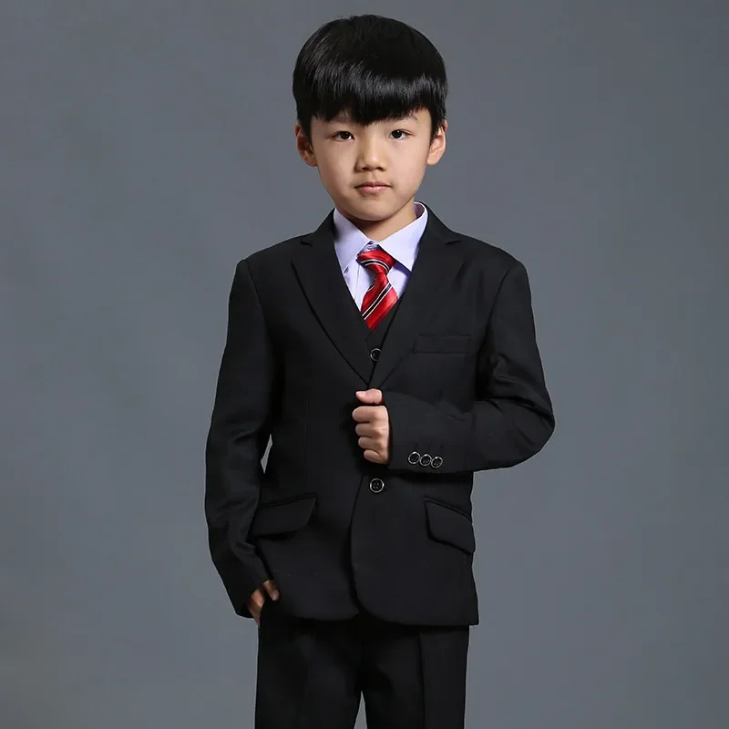 Spring Autumn Formal Suits for Boys Set Children Party Host Wedding Costume Blazer Vest Pants 3Pcs Wholesale Clothing