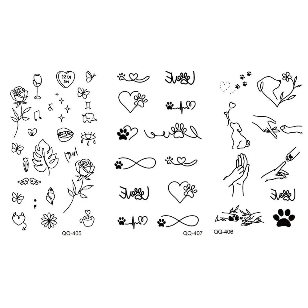 Small Pattern Temporary Tattoo Stickers Waterproof Long-lasting 1-2 Weeks Minimalist Finger Tattoos for Women Palm Arm Body Art