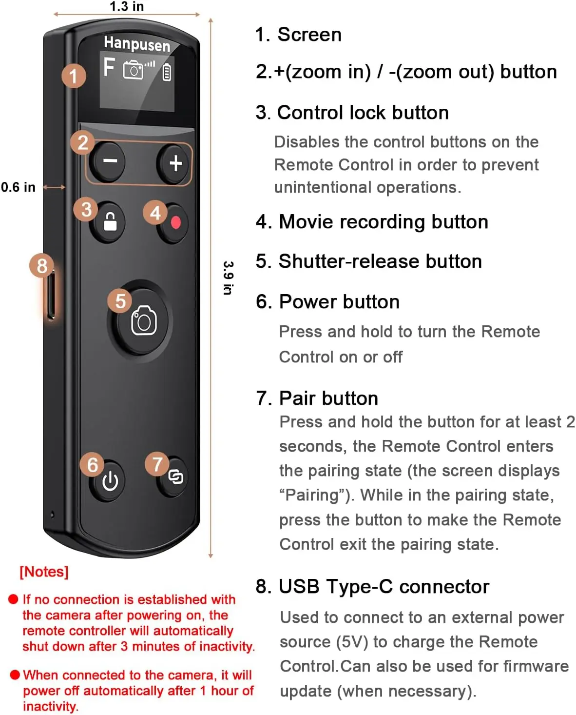 Kamera-Fernauslöser mit Zoom-Fokus für X100 VI/X-M5/X-T5/X-E5/Xhalf für Fujifilm wiederaufladbare drahtlose Fernbedienung – Detail 8
