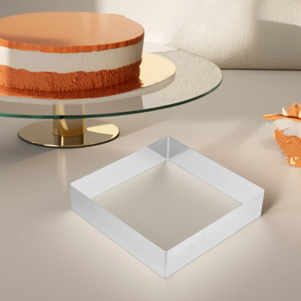 

2pcs Square Mousse Cake Ring Mold Stainless Steel High Precision Baking Tool For Desserts Pudding Chocolate Home Party Use Firm
