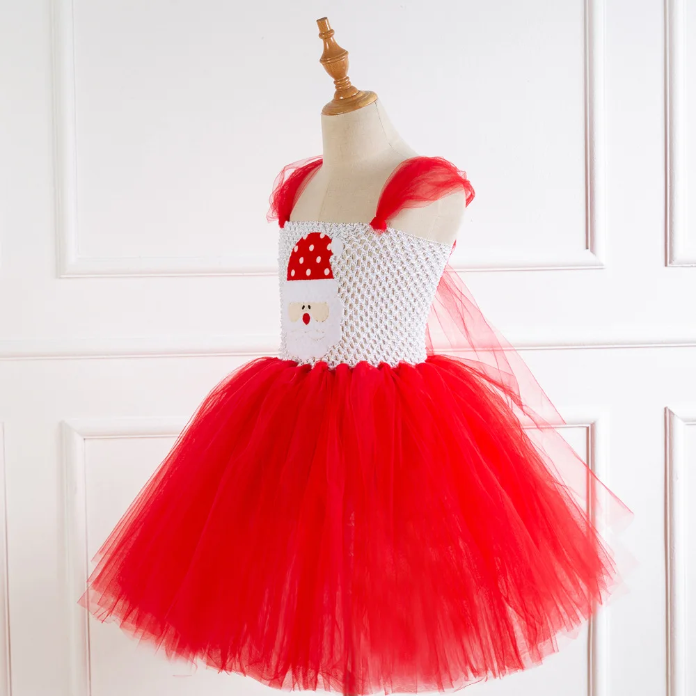 2023 Christmas Costumes Girl Red Tutu Dress Fansy Santa Claus Cosplay Vestidos Party Carnival Outfits Fantasia Clothes 2-12Yrs