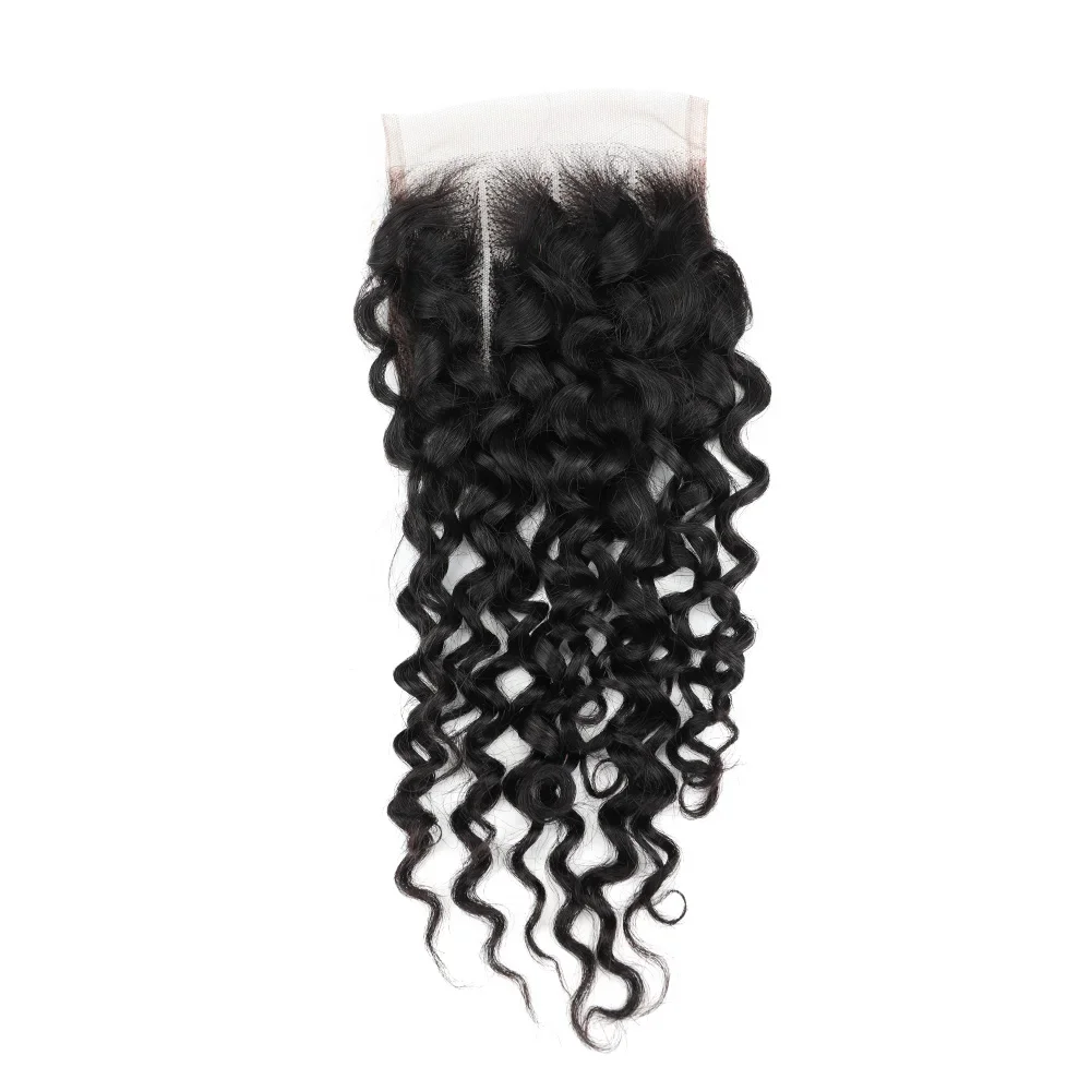 Mongolian Curls Human Hair Closure 130% Density Brazilian Remy Hair 4x4 Lace Closure Only Swiss Lace Human Hair Weaves Closure